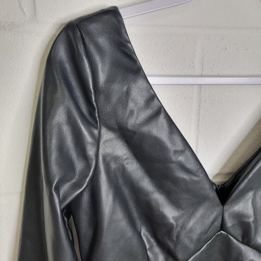 Wolf & Badger Maison Bogomil Black Noir Muse Eco Leather Dress NEW Size Large - Picture 9 of 16